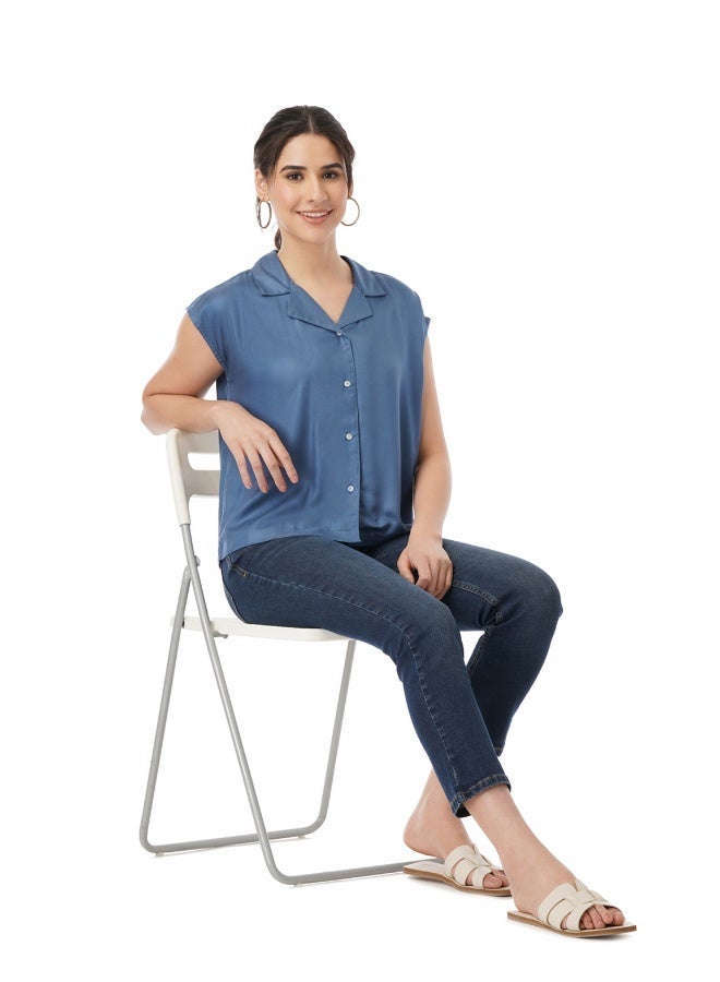 fyltr Women's Casual Fashion Regular Fit Top with Resort Collar Neck - Image 2